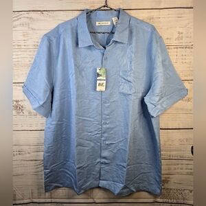 NWT Cubavera Blue Floral Mens Size XL Shortsleeve Button-down Shirt